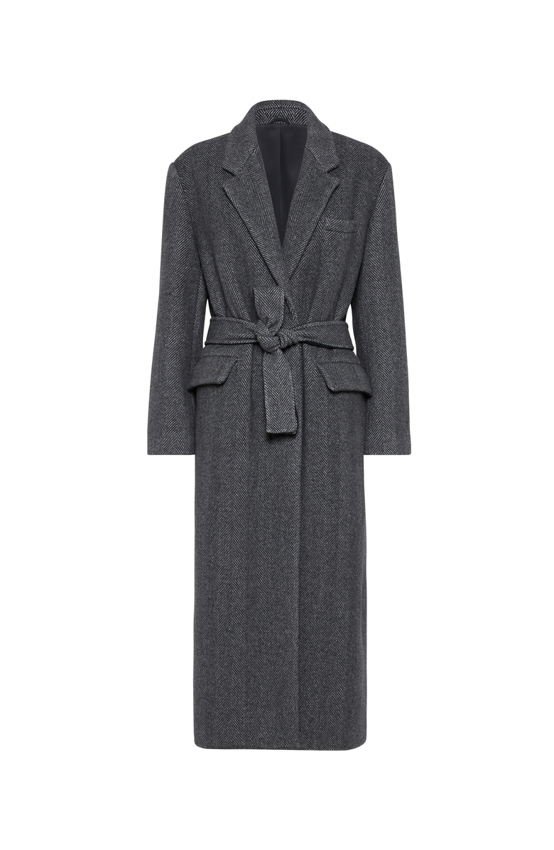 Brunello Cucinelli Hand-crafted virgin wool and cashmere double chevron cloth coat with monili, Main, color,