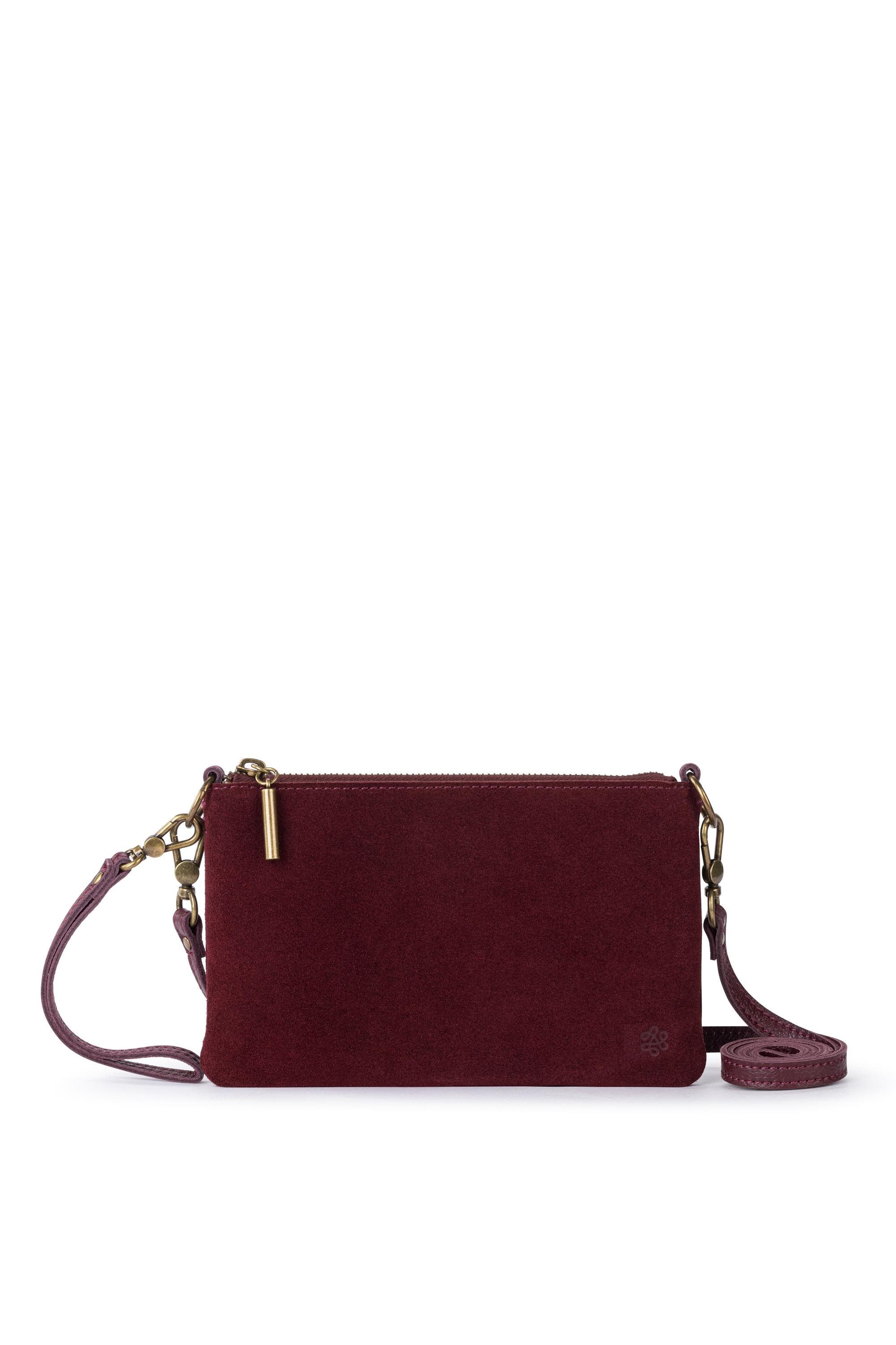 Vita Hand Leather Crossbody Wristlet, Alternate, color, Black Cherry Suede
