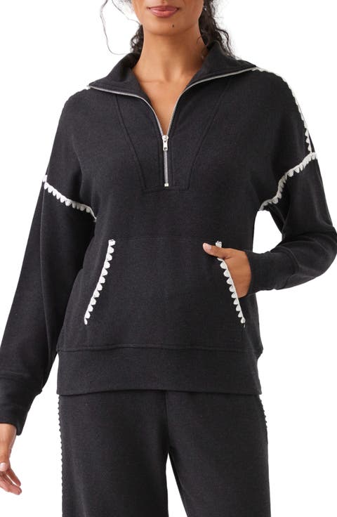 Edge Stitch Half-Zip Pullover Sweatshirt