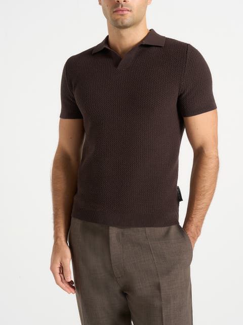 Rowen Textured Knit Revere Polo Shirt