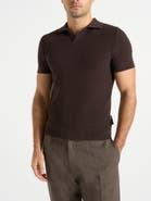 Manière De Voir Rowen Textured Knit Revere Polo Shirt
