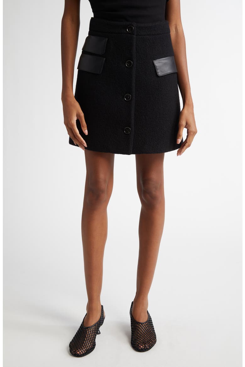 Mei Boiled Wool Jersey A-Line Skirt, Main, color, BLACK