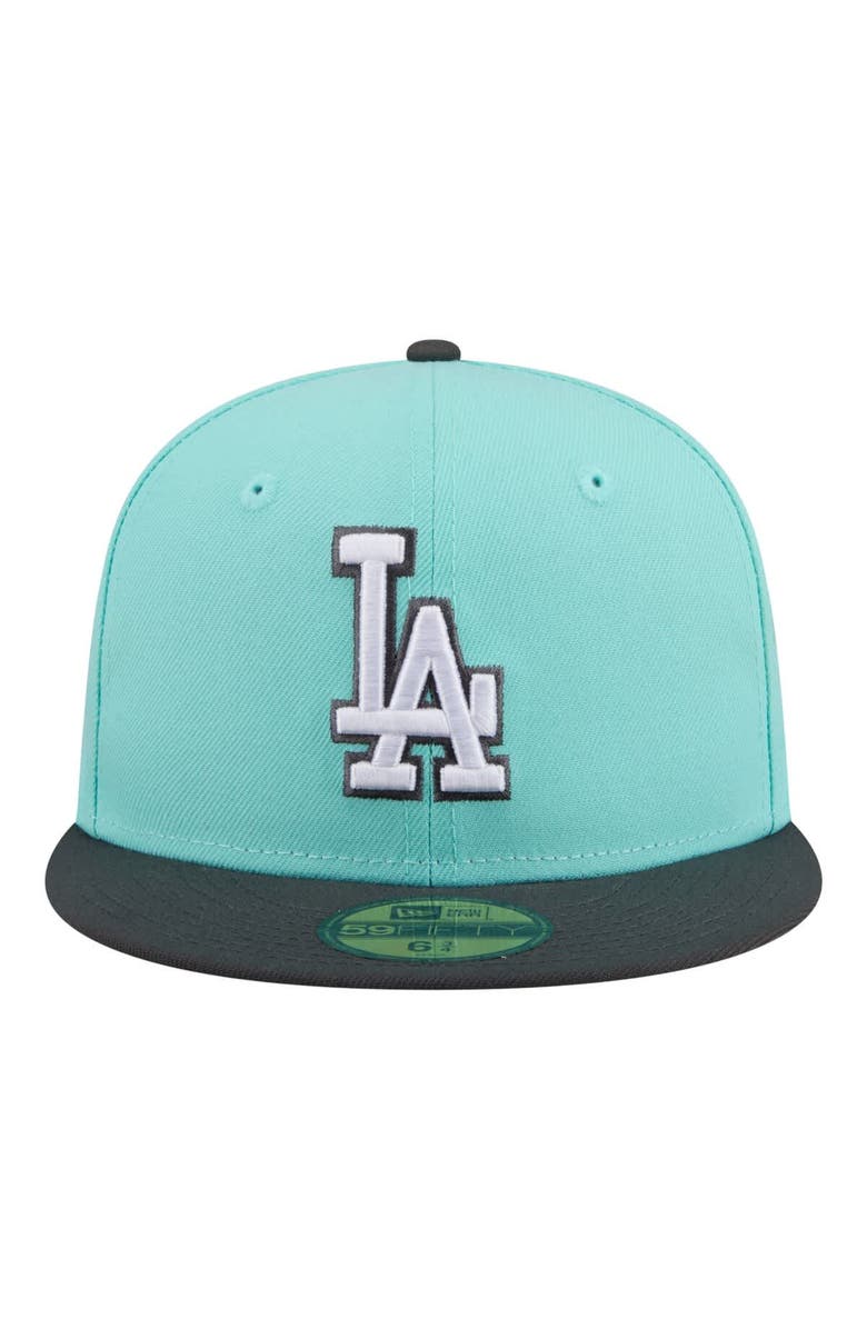 New Era Men's New Era Turquoise/Charcoal Los Angeles Dodgers Two-Tone Color Pack 59FIFTY Fitted Hat, Alternate, color, Turquoise