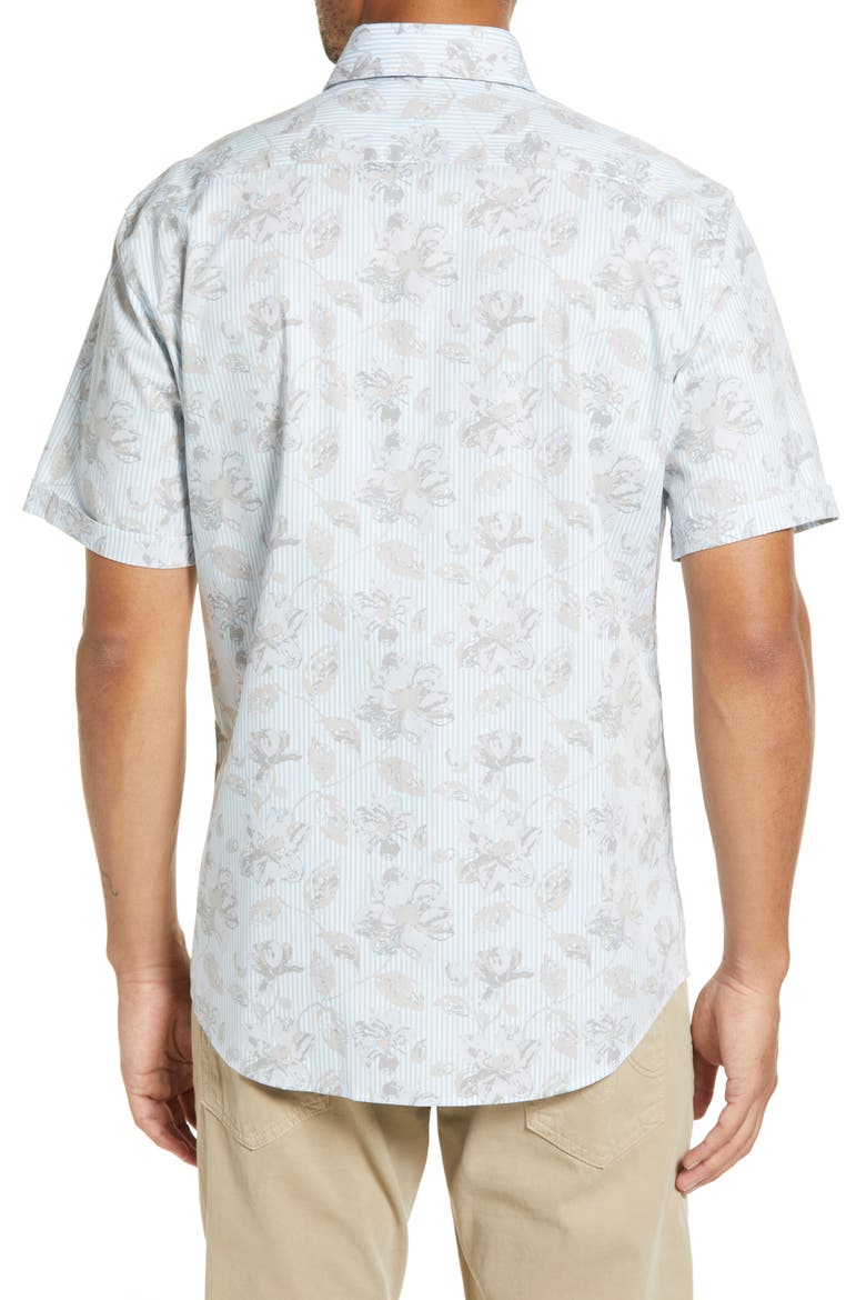 Hardy Cotton Short Sleeve Button-Up Shirt, Alternate, color, FROZEN