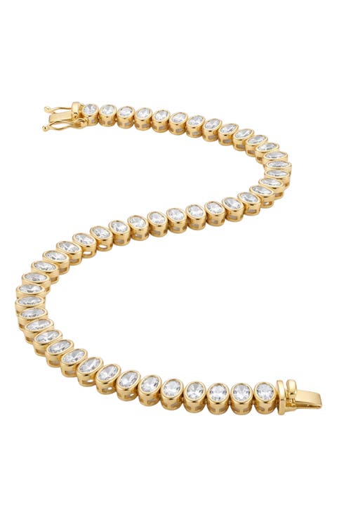 Oval Cubic Zirconia Bezel Tennis Bracelet