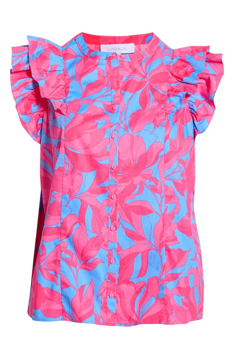 SUGARLIPS Floral Sammi Cotton Button-Up Top, Alternate, color, Pink-Blue