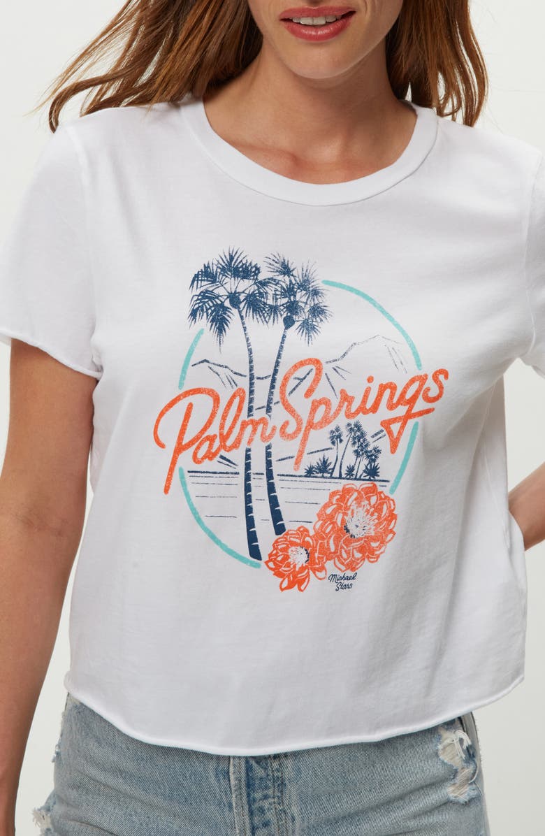 Michael Stars Palm Springs Cotton Crop Graphic T-Shirt, Alternate, color, White