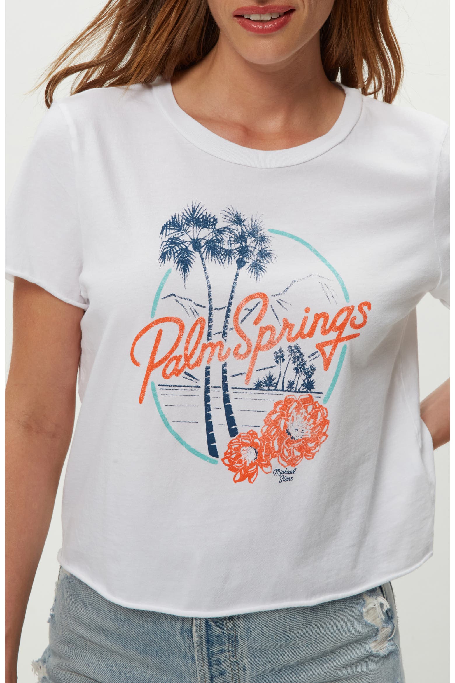 Graphics Color Check Palm Springs Cotton Crop Graphic T-Shirt (Women) | Nordstrom