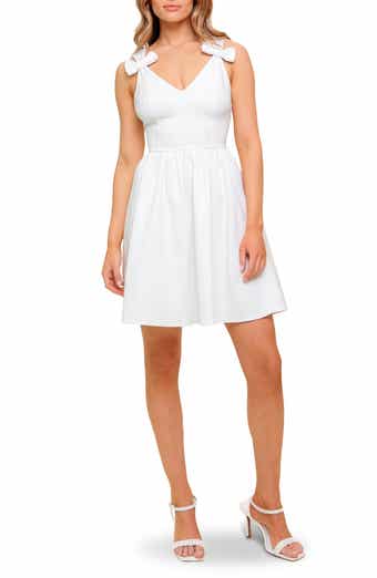 FLYING TOMATO Bow Strap Twill Minidress