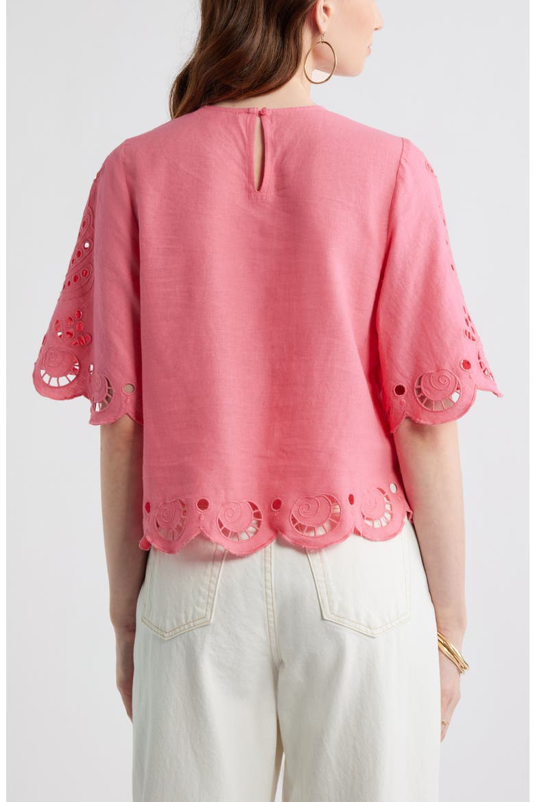 Eyelet Linen Blend Top, Alternate, color, PINK LEMONADE