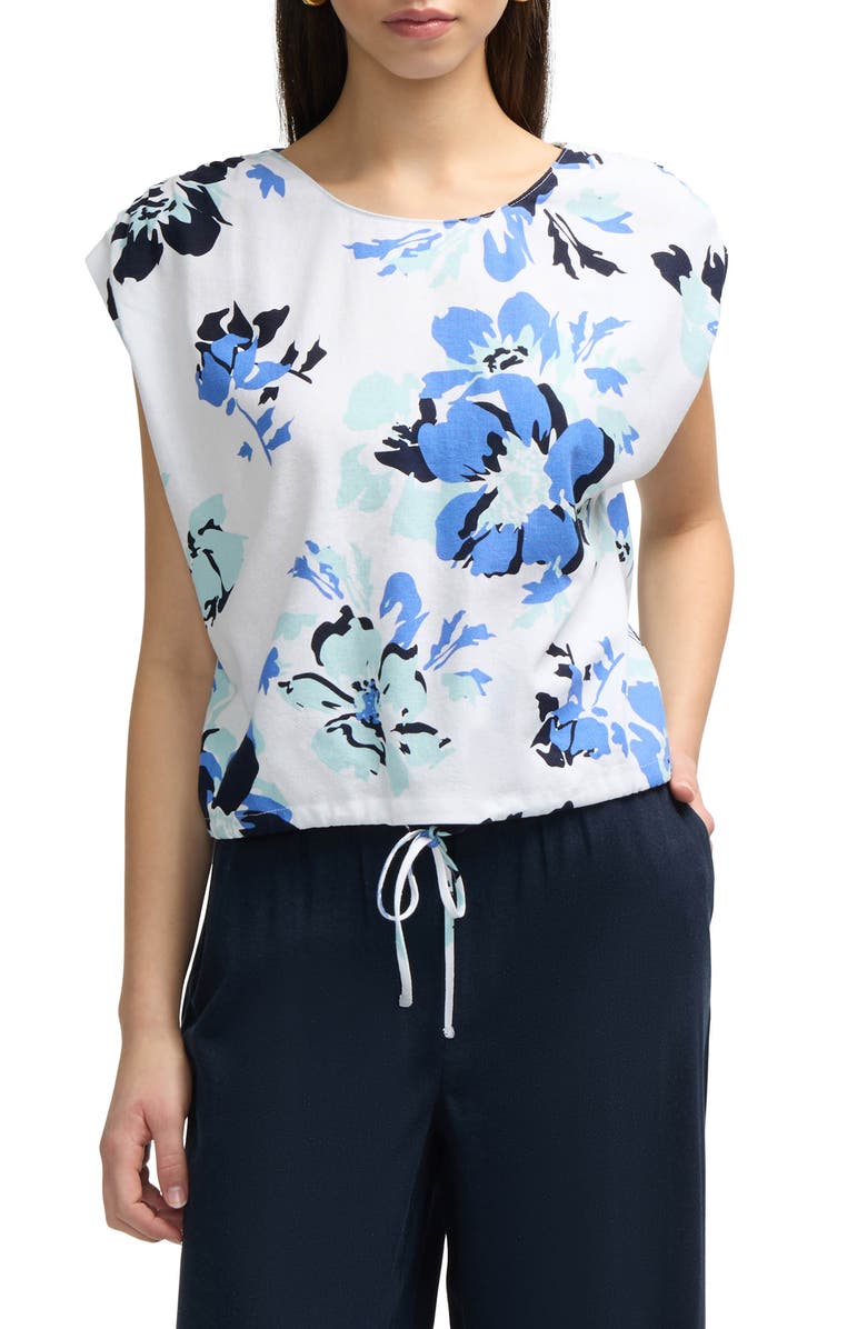 Ellen Tracy Floral Drawstring Hem Top, Main, color,