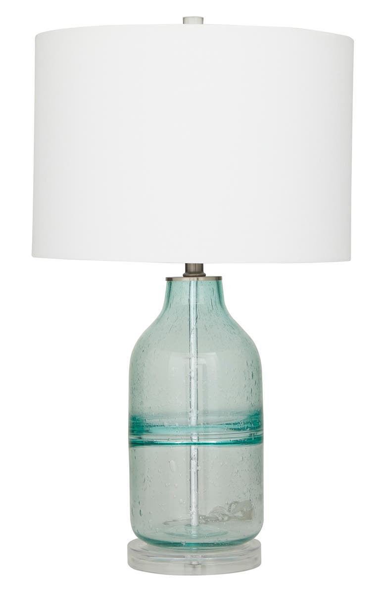 GINGER BIRCH STUDIO Teal Glass Modern Table Lamp, Main, color, 