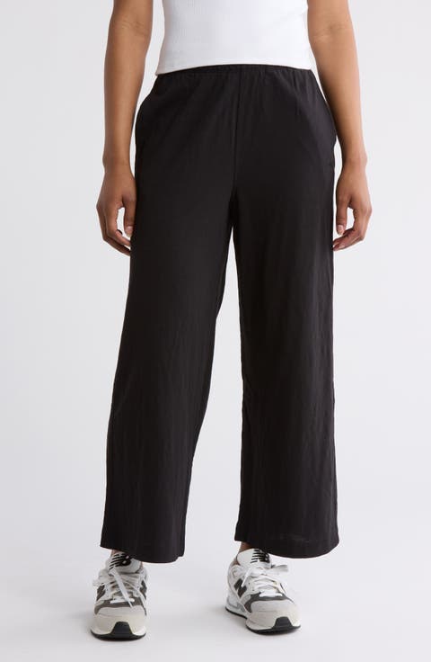 Cotton Ankle Wide Leg Pants