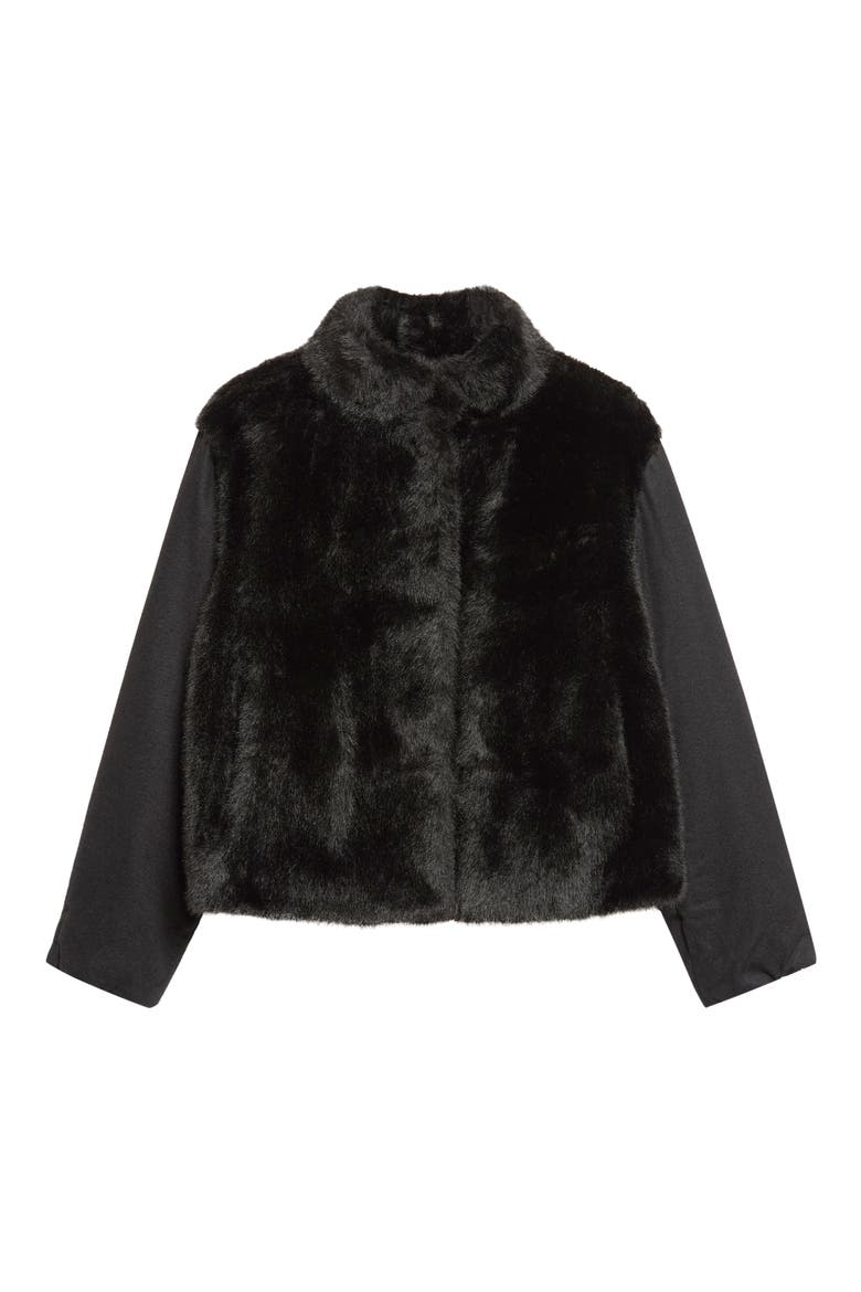 Faux Fur Mixed Media Jacket, Main, color, 9300 NERO