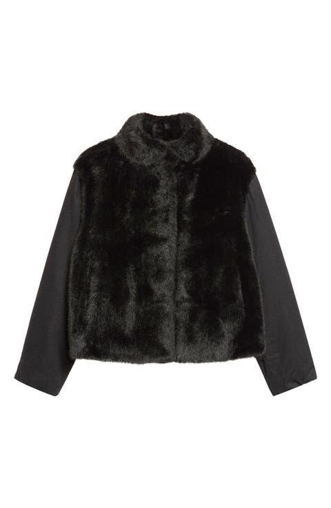 Faux Fur Mixed Media Jacket