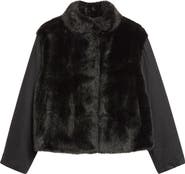 Herno Faux Fur Mixed Media Jacket