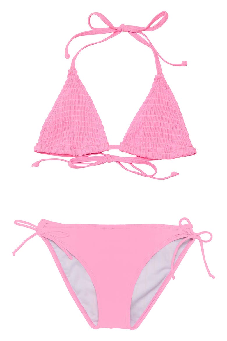 Kids' Shirred Triangle Two-Piece Swimsuit, Main, color, PINK