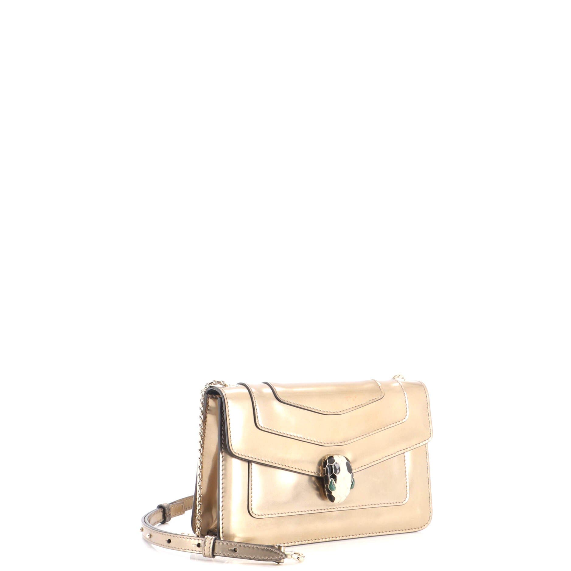 Serpenti Forever Shoulder Bag Metallic Leather Small, Alternate, color, Metallic Silver