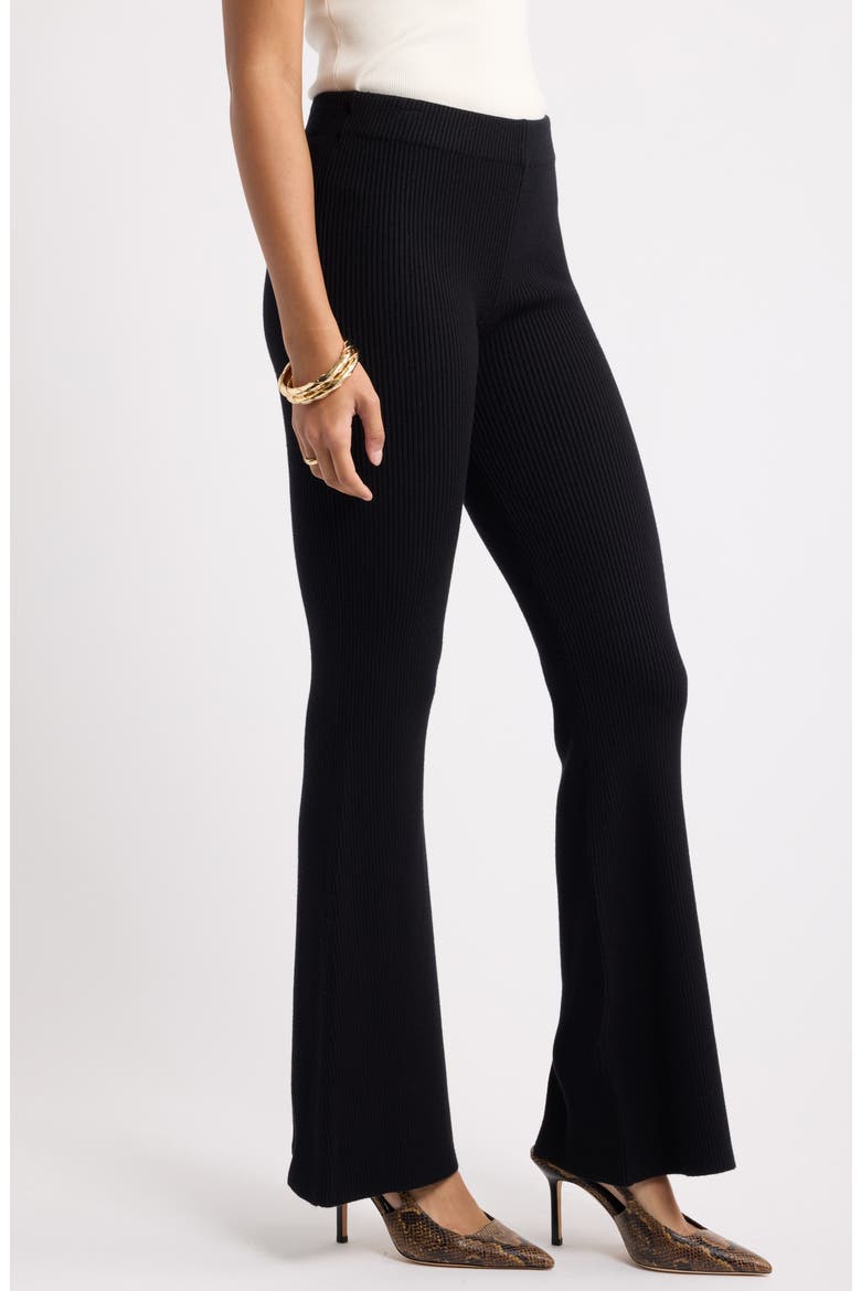 Flare Leg Sweater Pants, Alternate, color, BLACK