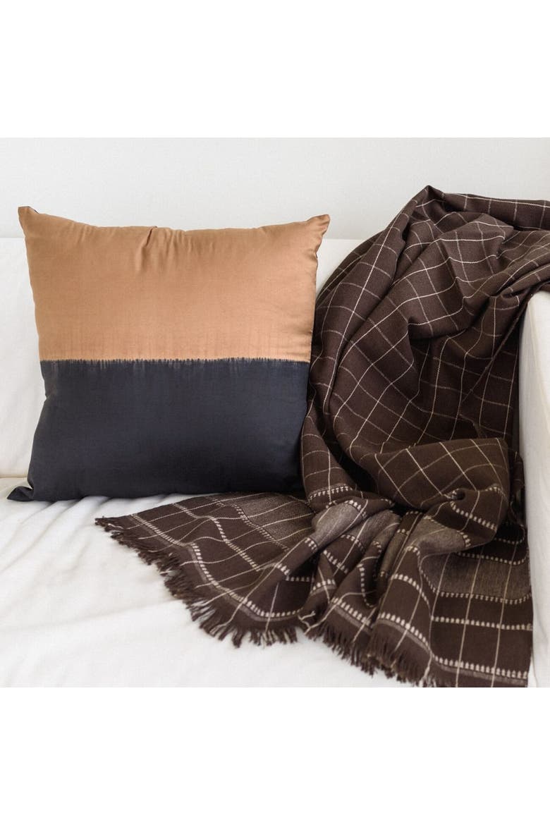Kala Black and Gold Color Block Mulberry Silk Pillow - Cover Only, Alternate, color, Black/Gold