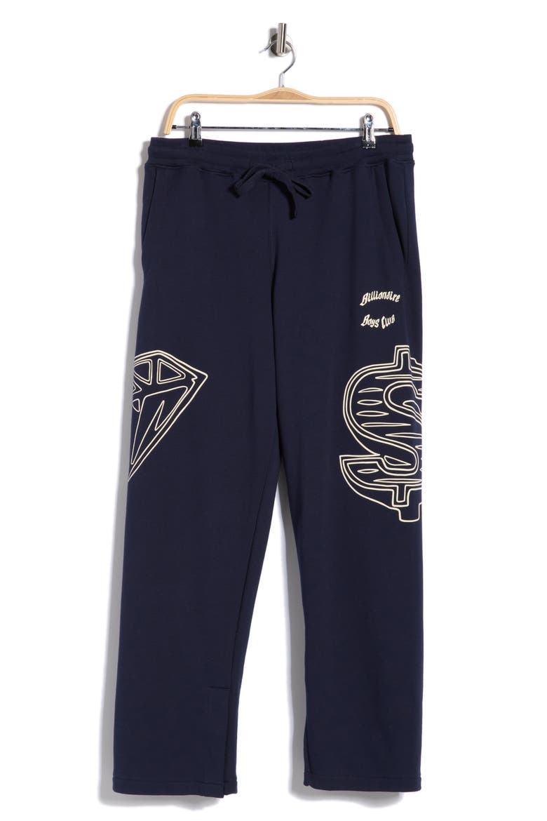 Dual Graphic Cotton Sweatpants, Alternate, color, NAVY BLAZER