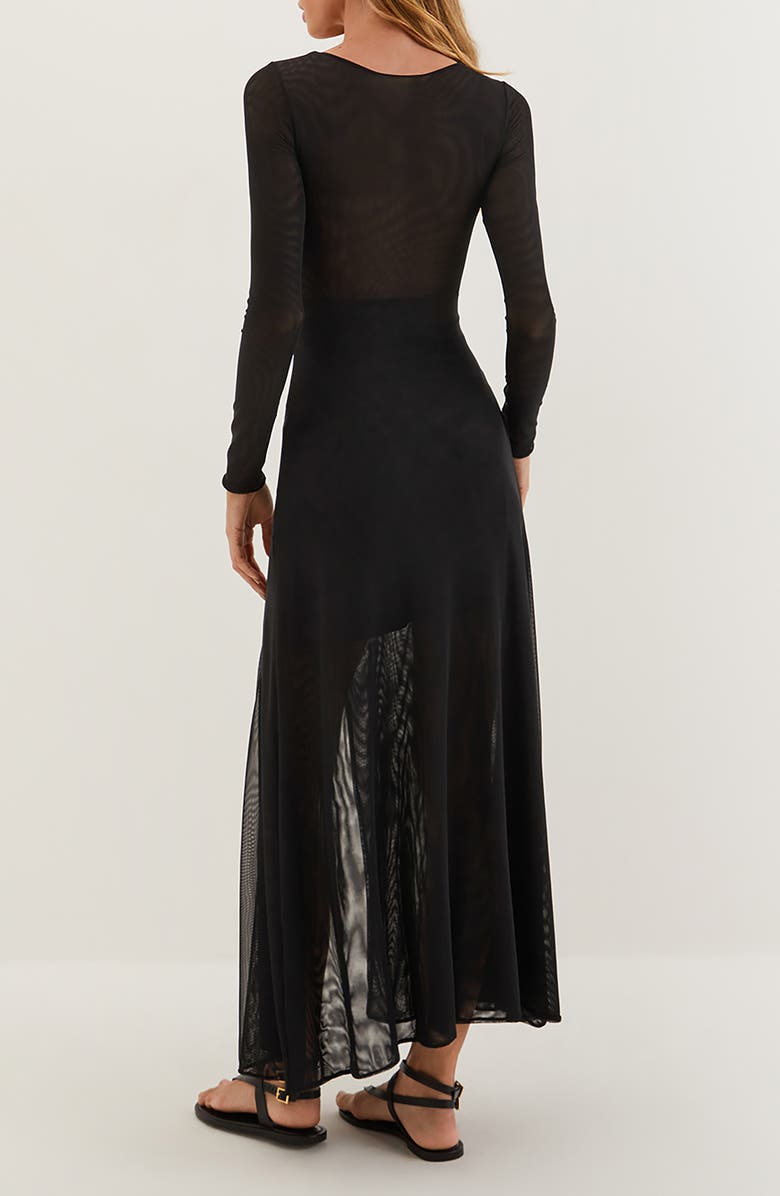 ViX Paula Hermanny Yarin Cutout Long Sleeve Cover-Up Dress, Alternate, color, Black