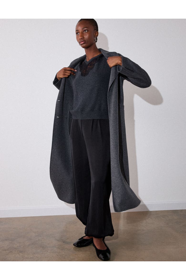 Wool Mix Lace Trim Knit Sweater, Alternate, color, Dark Grey