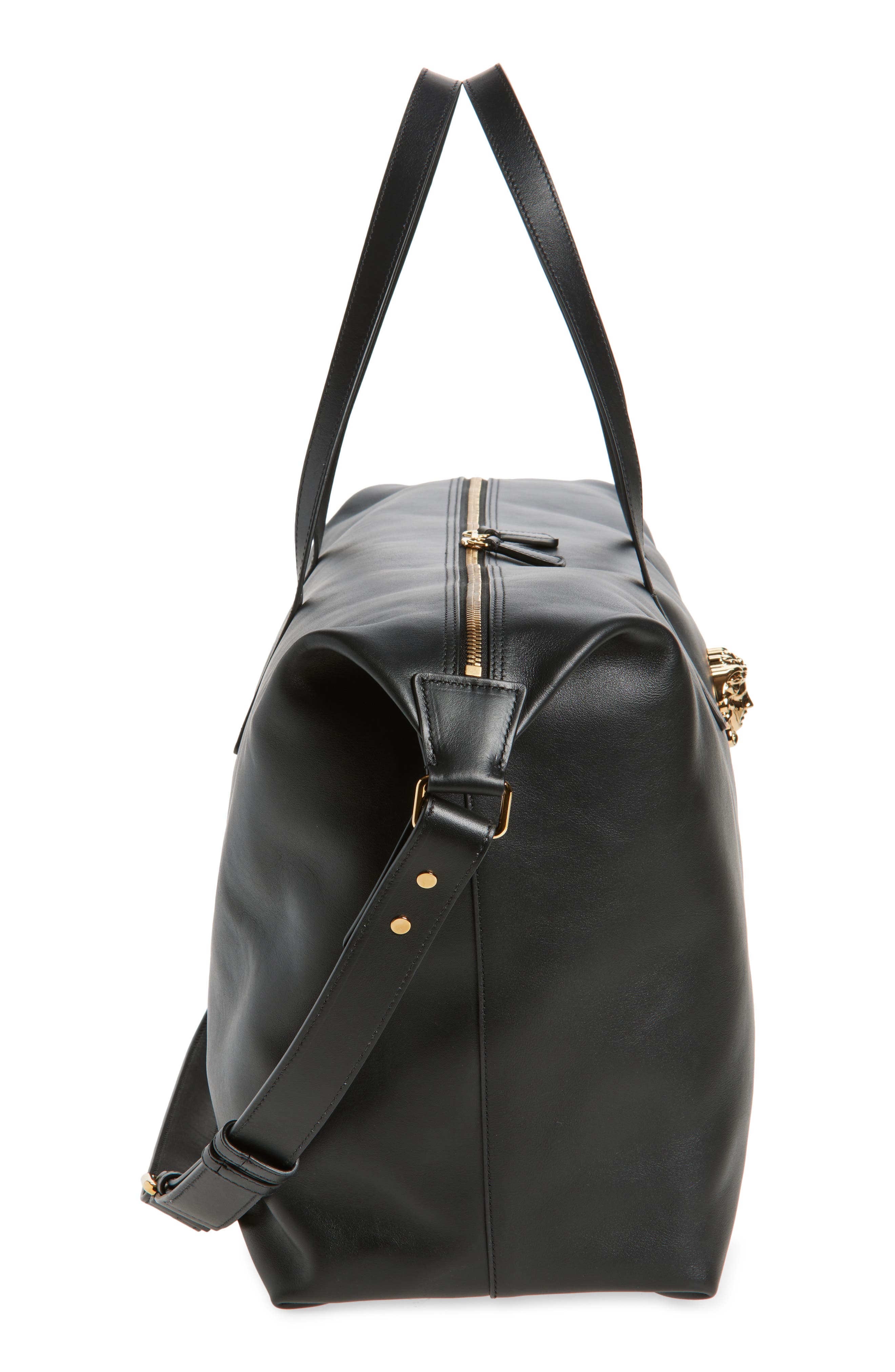 Versace La Medusa Calfskin Leather Duffle Bag, Alternate, color, 