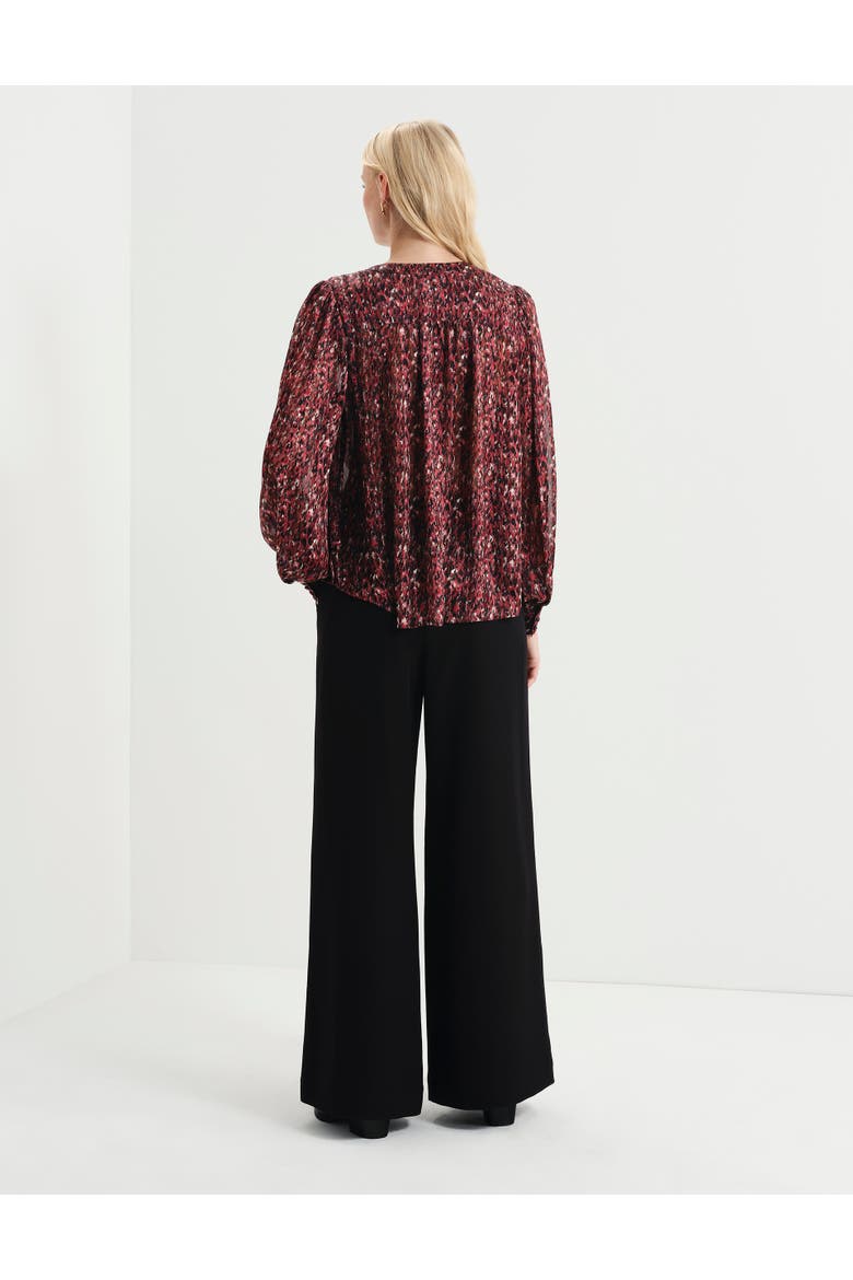 Lia Printed Chiffon Blouse, Alternate, color, Burgundy Abstract Animal