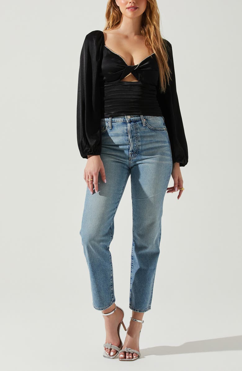 ASTR the Label Yamuna Crystal Trim Top, Alternate, color, Black