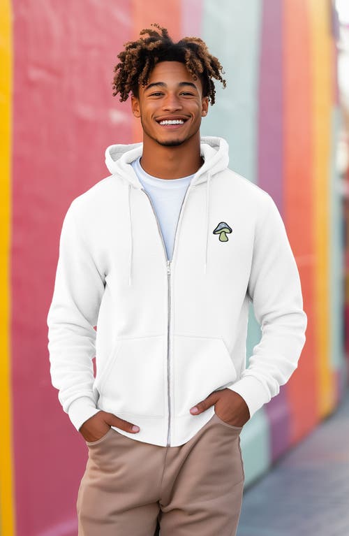 Dalix Mushroom Zip Hoodie In White