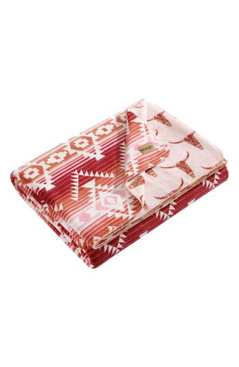 Wrangler Jericho Reversible Throw Blanket In Pink