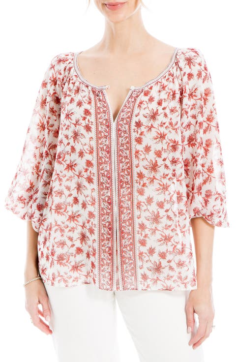 V-Neck Long Sleeve Georgette Top