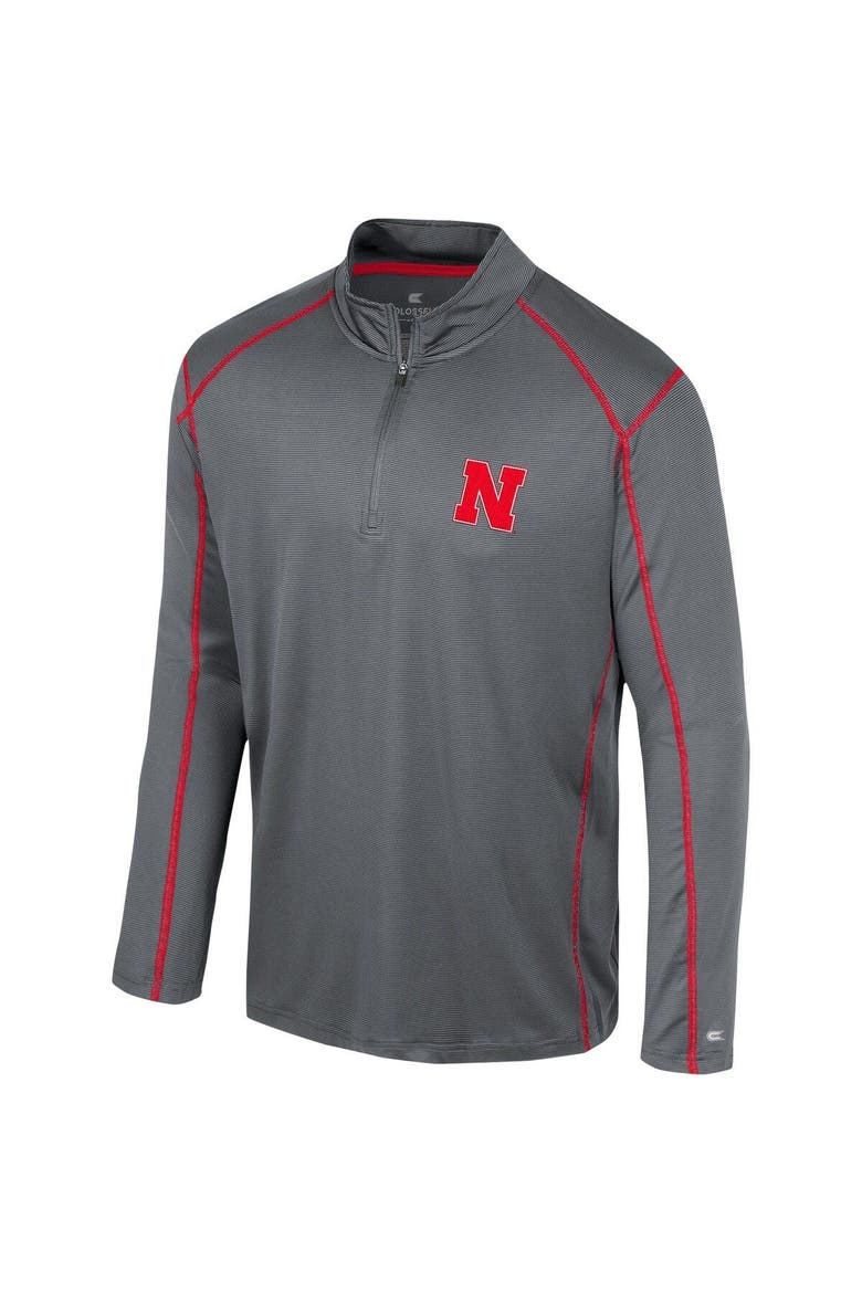 Men's Colosseum Black Nebraska Huskers Cameron Quarter-Zip Windshirt, Alternate, color, Black