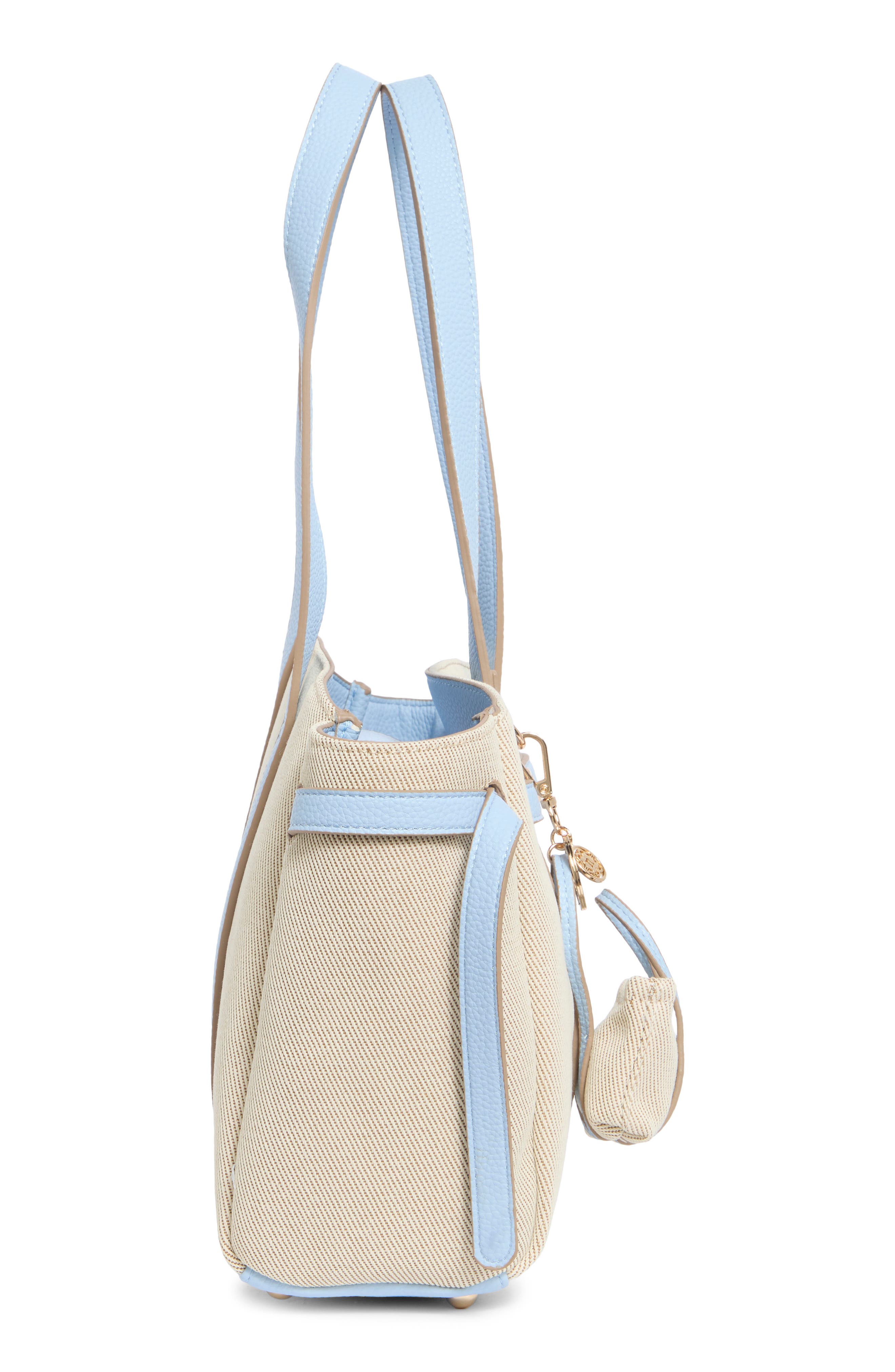 Nanette Lepore Canvas Tote with Microbag Charm, Alternate, color, Twill-Skyway