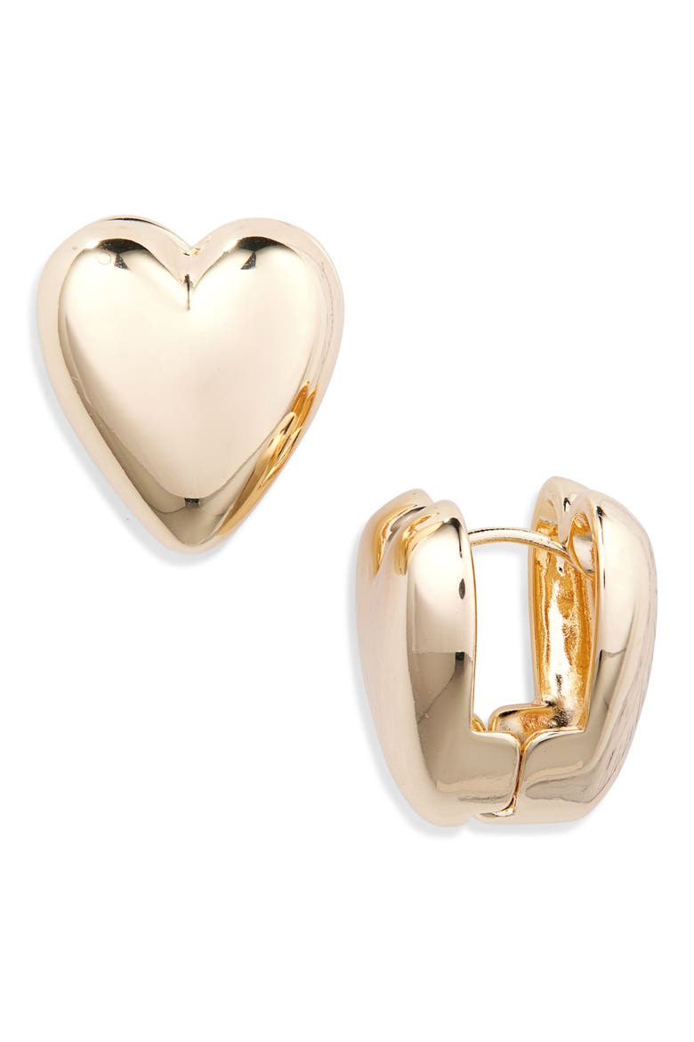 Puffy Heart Back to Front Earrings, Main, color, GOLD