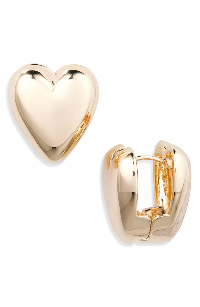Tasha Puffy Heart Back to Front Earrings, Main, color, Gold