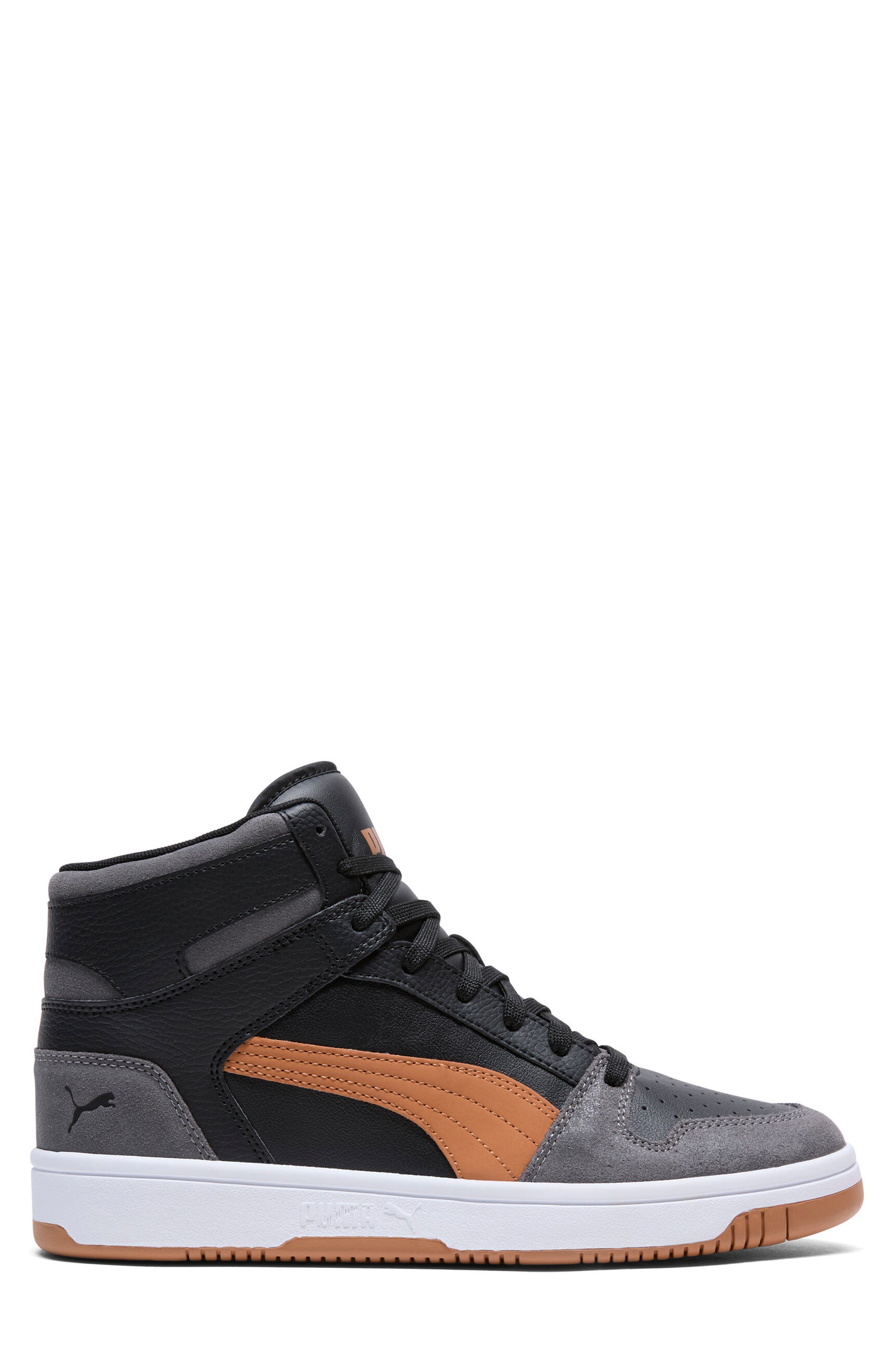 PUMA Rebound Layup High Top Sneaker, Alternate, color, Puma Black-Melted Caramel