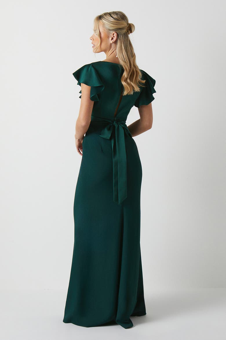 Petite V-Neck Short Sleeve Maxi Dress, Alternate, color, Emerald