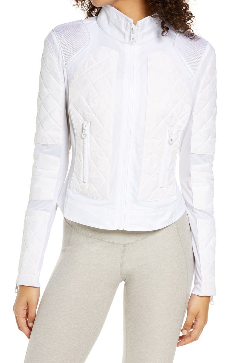 Blanc Noir Camo Mesh Moto Jacket, Alternate, color,