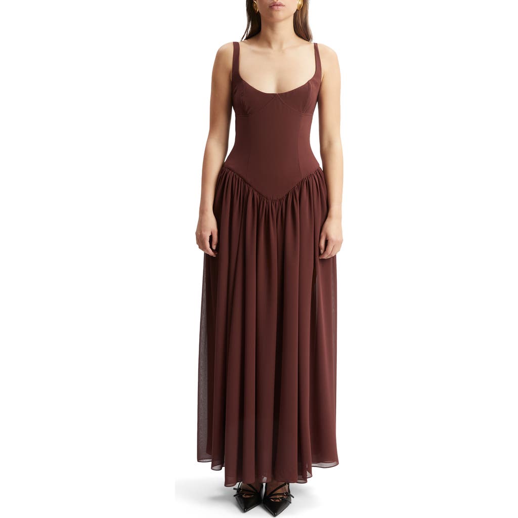 Bardot Briann Corset Bodice Maxi Dress In Chocolate