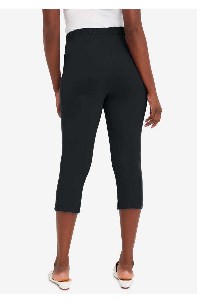 Jessica London Everyday Stretch Cotton Capri Legging, Alternate, color, Black