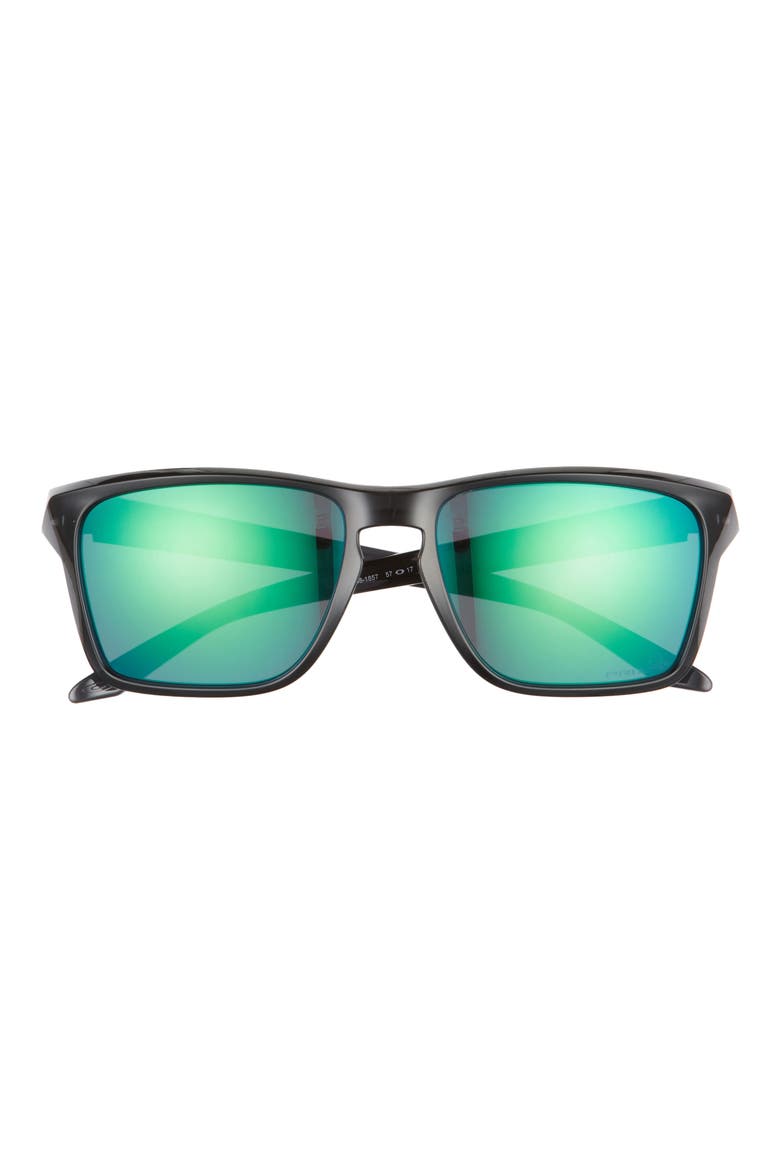 Sylas 57mm Mirrored Rectangular Sunglasses, Main, color, BLACK INK/ PRIZM JADE