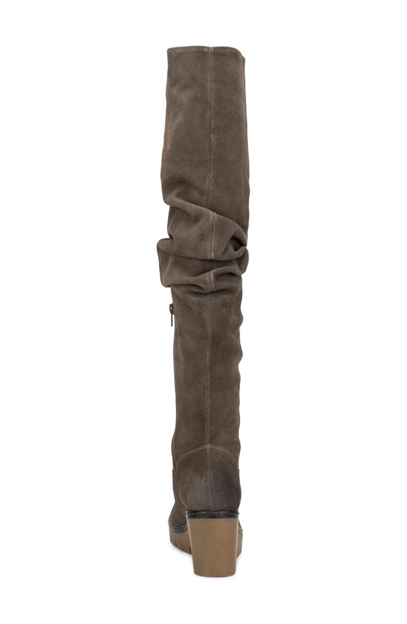 VINTAGE FOUNDRY Maisie Shirred Wedge Knee High Boot, Alternate, color, Grey