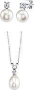 The Pearl Source White Freshwater Cultured Pearl & Cubic Zirconia Rosalie Jewelry Set