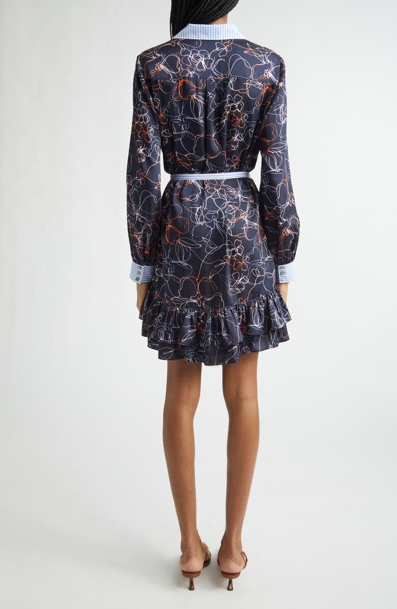 Cinq à Sept Malvia Floral Print Long Sleeve Shirtdress, Alternate, color, Navy Multi
