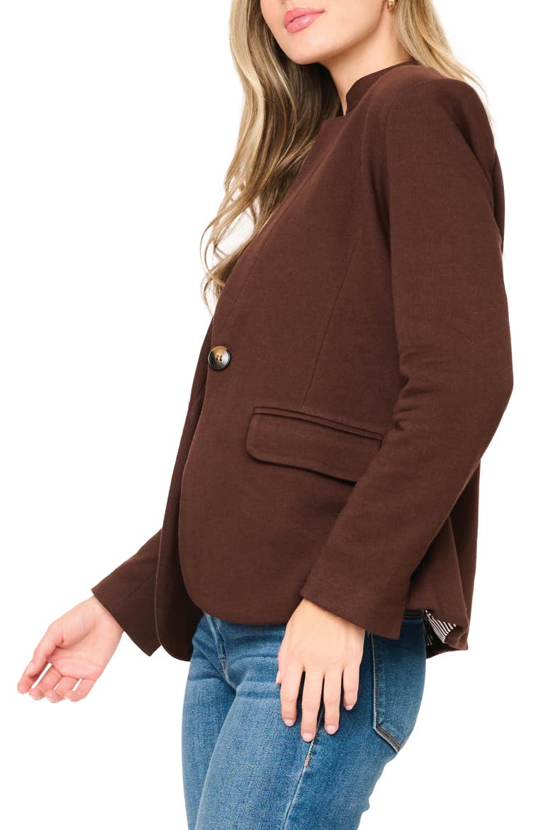 Inverted Notch Collar Cotton Blend Knit Blazer, Alternate, color, ESPRESSO