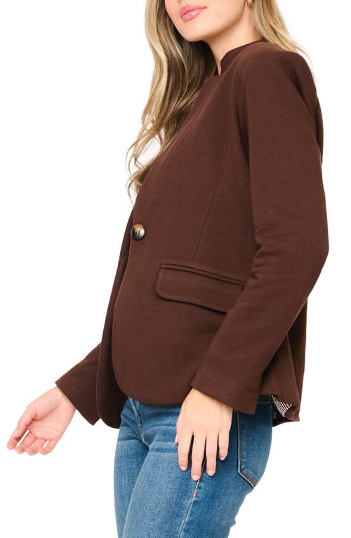 Gibsonlook Inverted Notch Collar Cotton Blend Knit Blazer In Brown