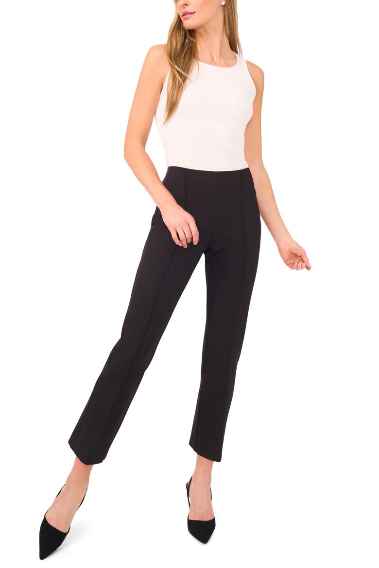 Pintuck Pleat Ponte Pants, Alternate, color, RICH BLACK