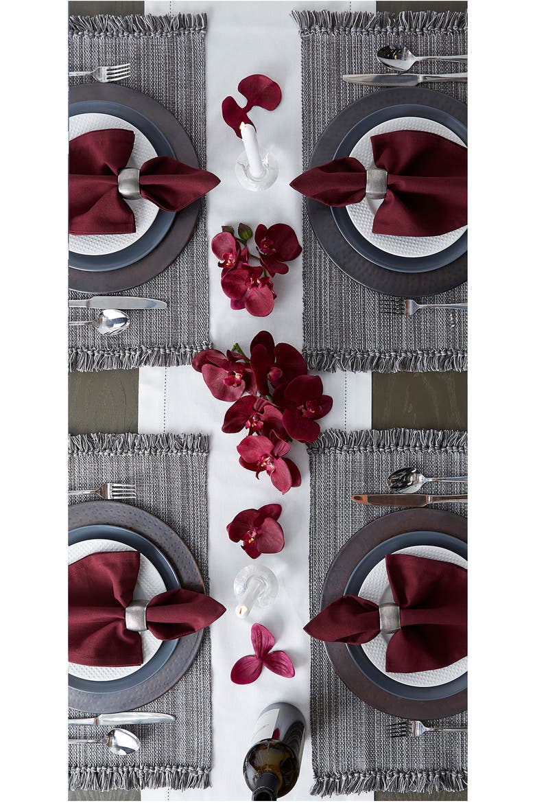Variegated Fringe Set of 6 Placemats, Alternate, color, GRAY
